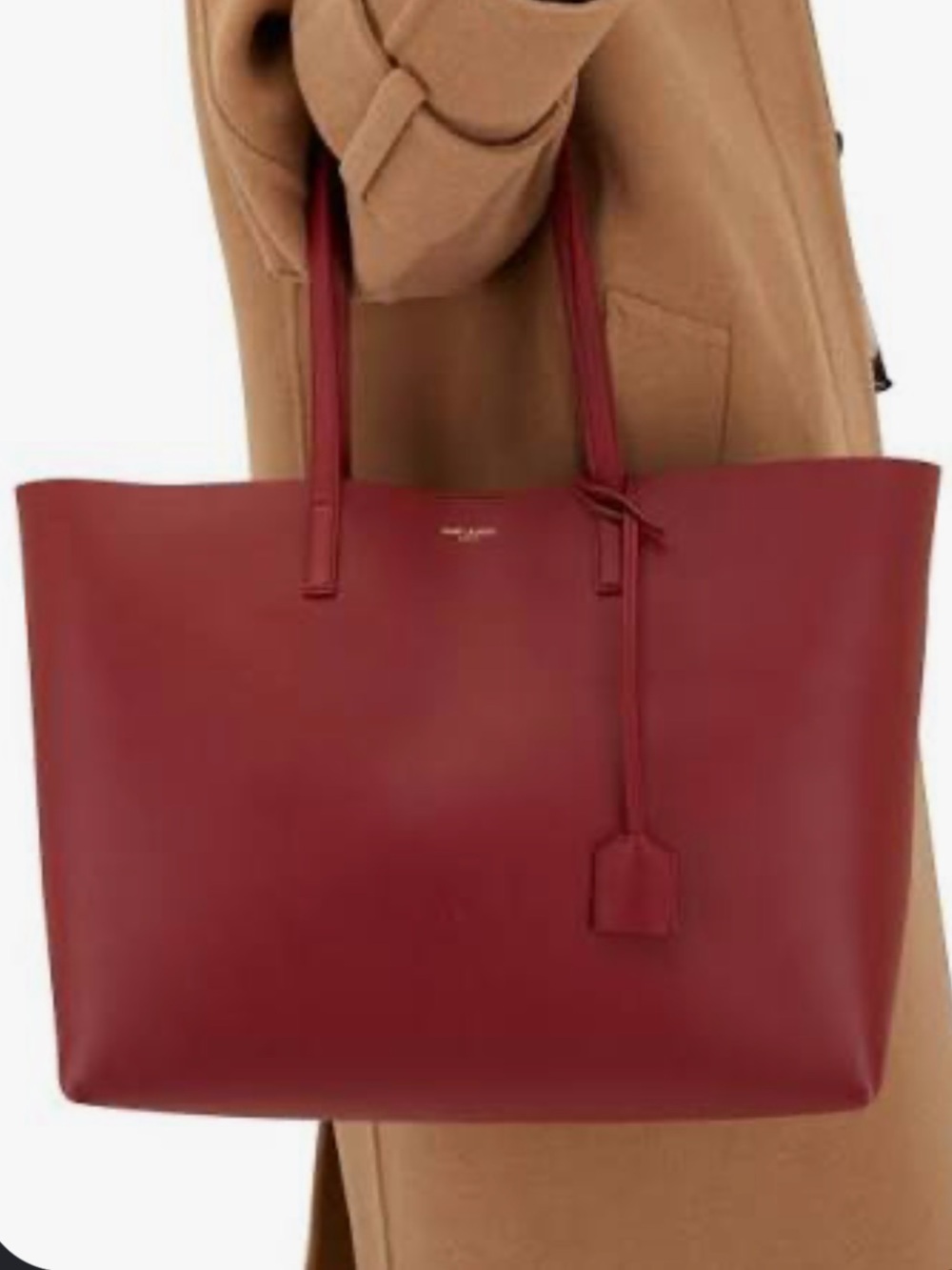 Saint Laurent Red Leather Shopping Tote